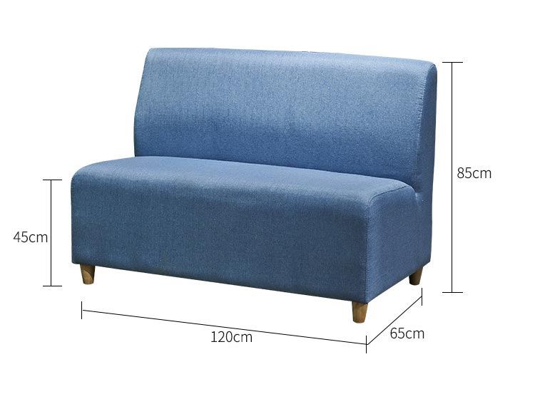 夢達快餐店雙人沙發尺寸示意圖