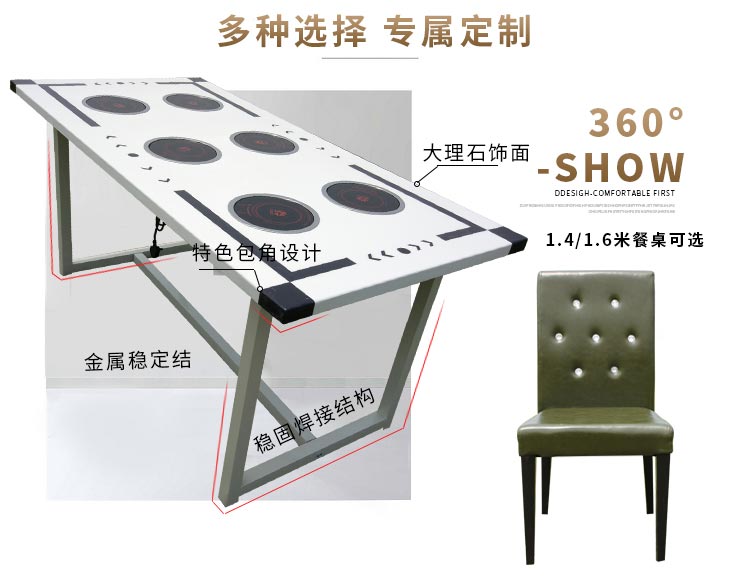 夢達火鍋專用桌子設計特點