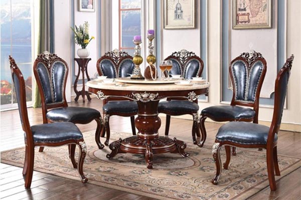 大理石雕花火鍋圓桌